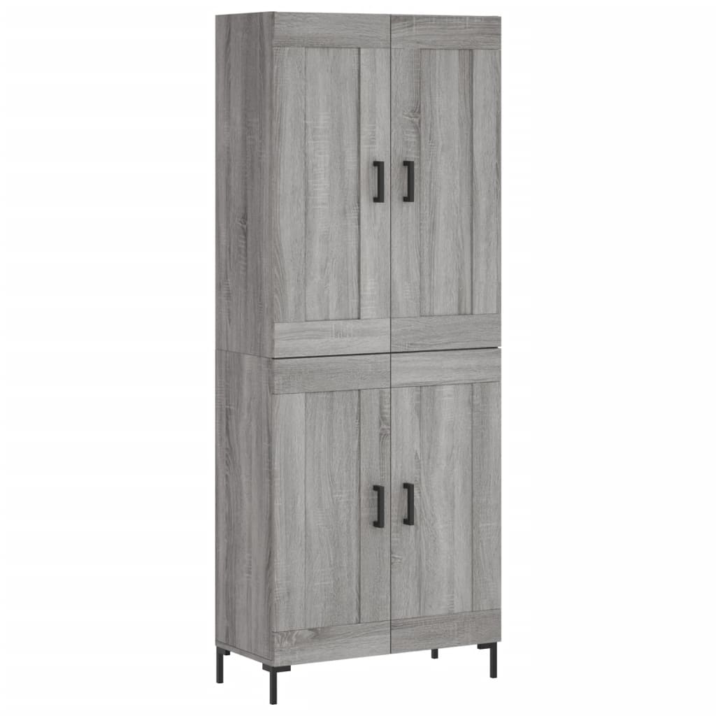 Hoge kast 69,5x34x180 cm bewerkt hout grijs sonoma eikenkleurig is nu te koop bij PeponiXL, paradijselijk wonen!
