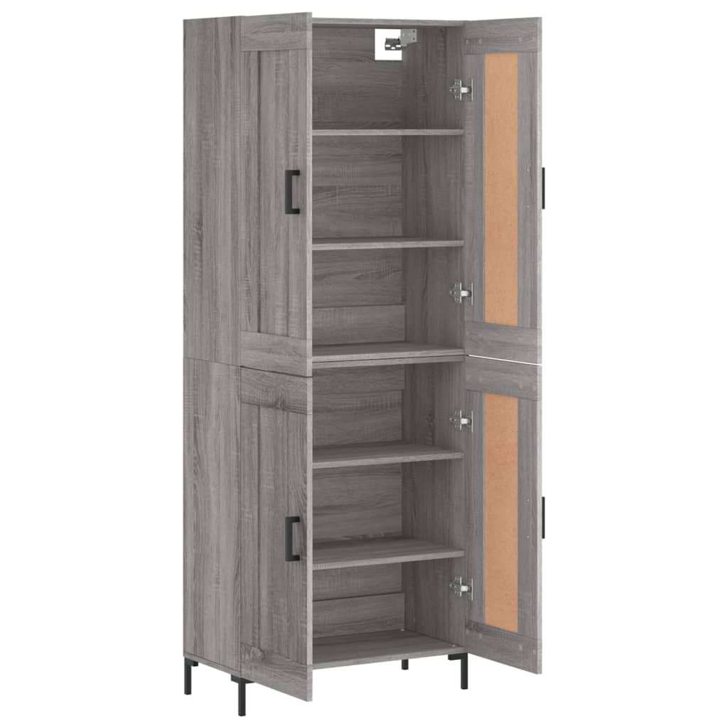 Hoge kast 69,5x34x180 cm bewerkt hout grijs sonoma eikenkleurig is nu te koop bij PeponiXL, paradijselijk wonen!