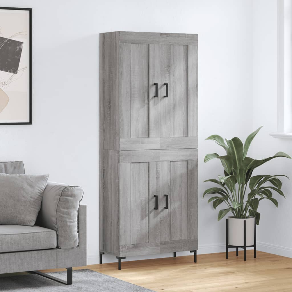 Hoge kast 69,5x34x180 cm bewerkt hout grijs sonoma eikenkleurig is nu te koop bij PeponiXL, paradijselijk wonen!