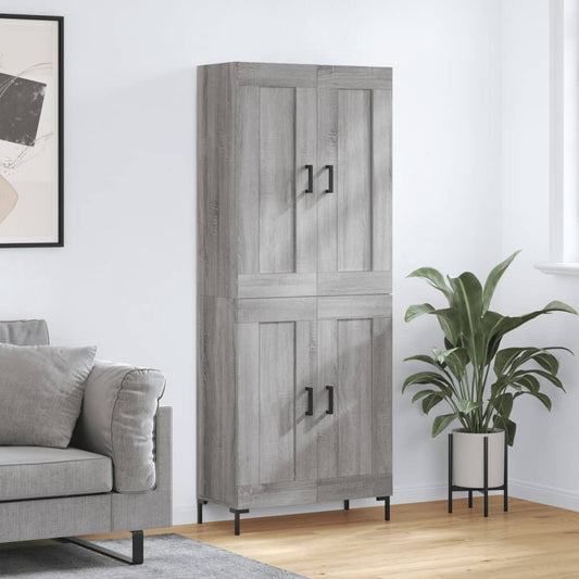 Hoge kast 69,5x34x180 cm bewerkt hout grijs sonoma eikenkleurig is nu te koop bij PeponiXL, paradijselijk wonen!