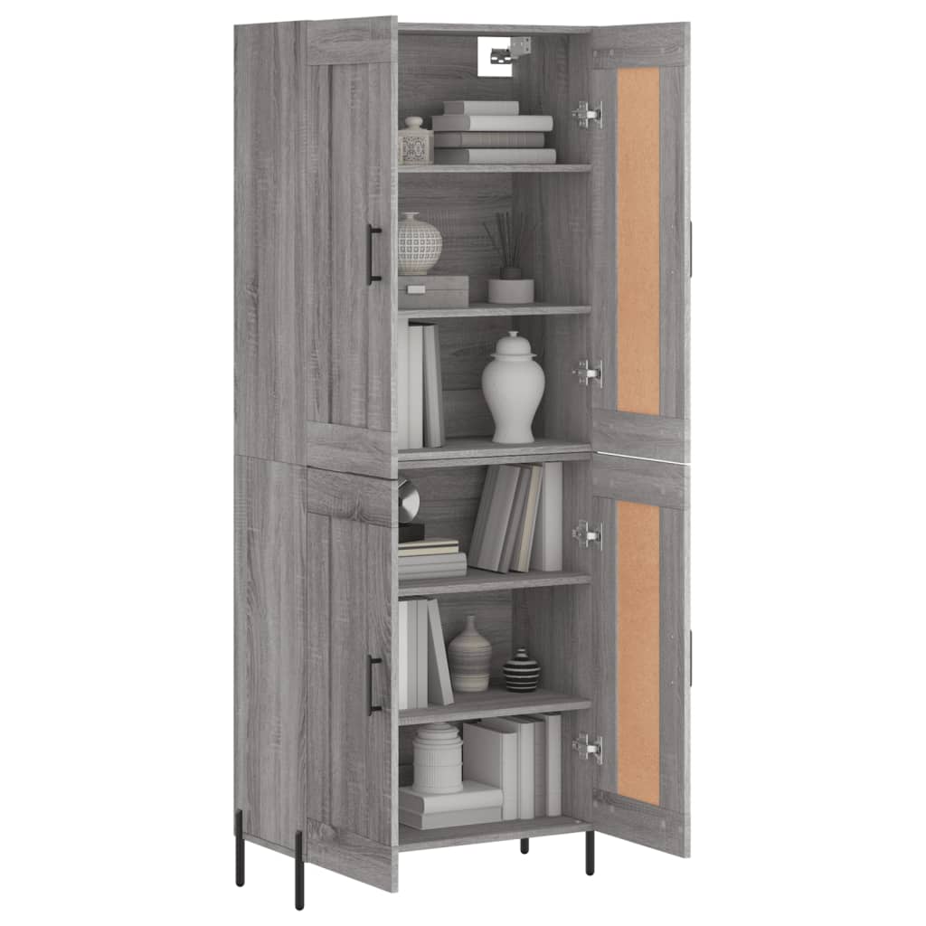 Hoge kast 69,5x34x180 cm bewerkt hout grijs sonoma eikenkleurig is nu te koop bij PeponiXL, paradijselijk wonen!
