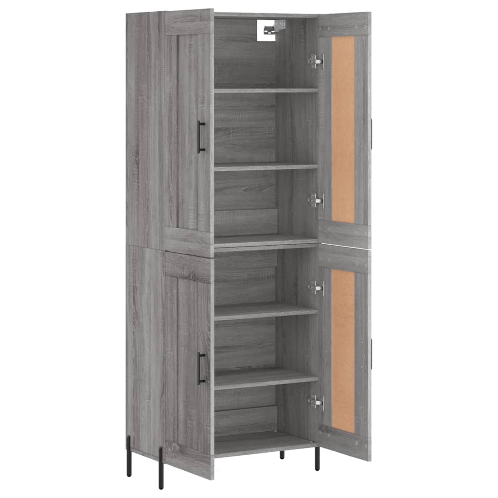 Hoge kast 69,5x34x180 cm bewerkt hout grijs sonoma eikenkleurig is nu te koop bij PeponiXL, paradijselijk wonen!