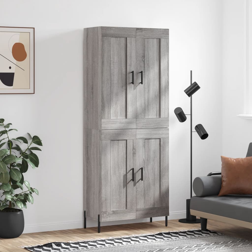 Hoge kast 69,5x34x180 cm bewerkt hout grijs sonoma eikenkleurig is nu te koop bij PeponiXL, paradijselijk wonen!