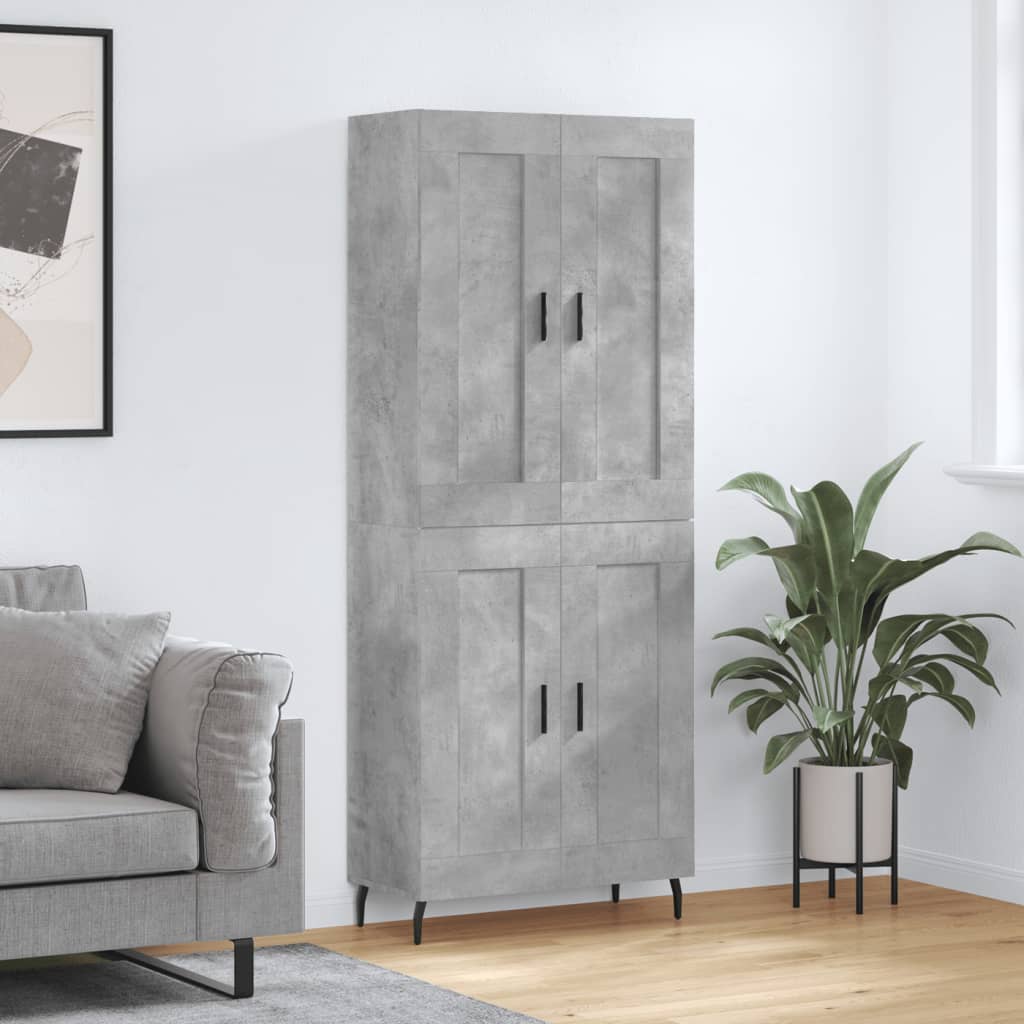 Hoge kast 69,5x34x180 cm bewerkt hout betongrijs is nu te koop bij PeponiXL, paradijselijk wonen!