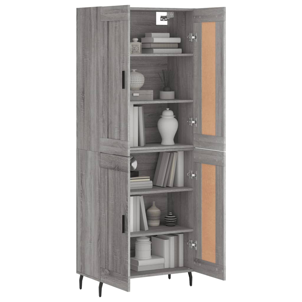 Hoge kast 69,5x34x180 cm bewerkt hout grijs sonoma eikenkleurig is nu te koop bij PeponiXL, paradijselijk wonen!