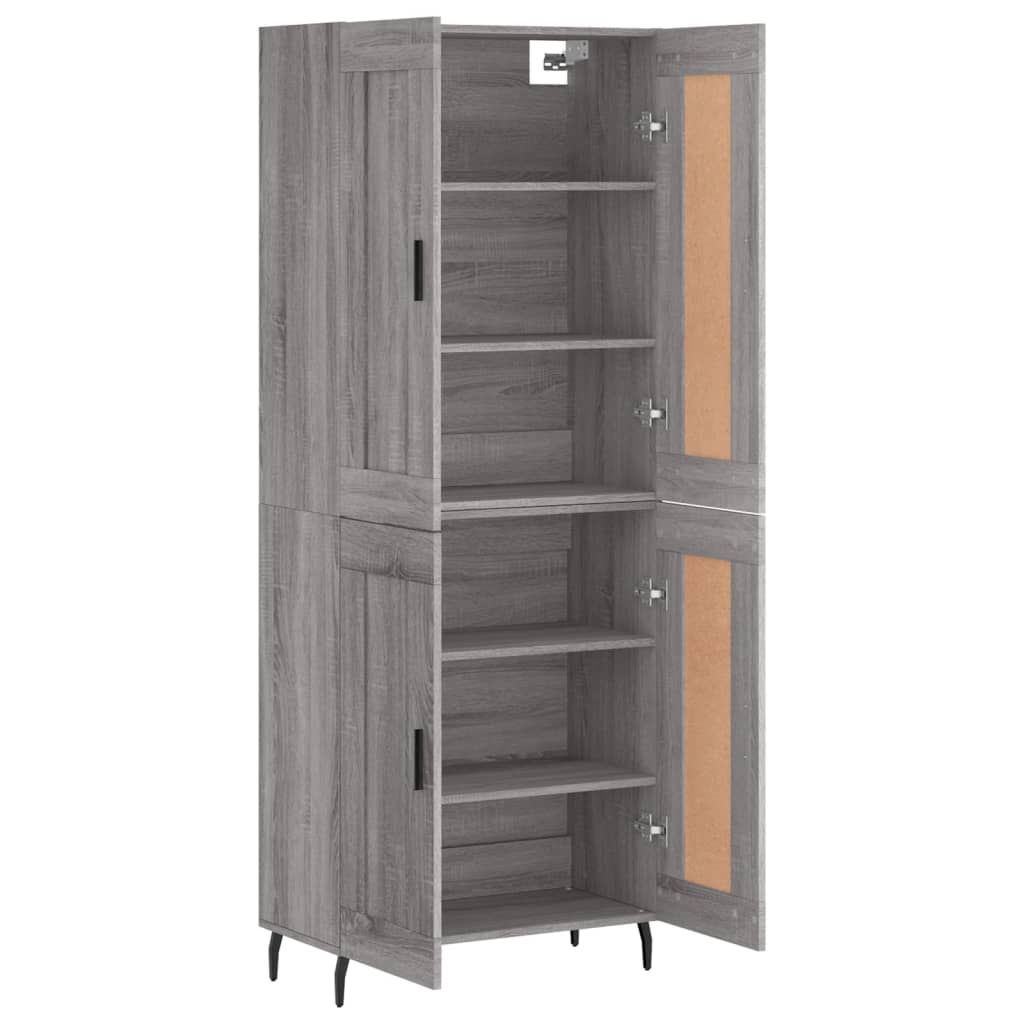 Hoge kast 69,5x34x180 cm bewerkt hout grijs sonoma eikenkleurig is nu te koop bij PeponiXL, paradijselijk wonen!