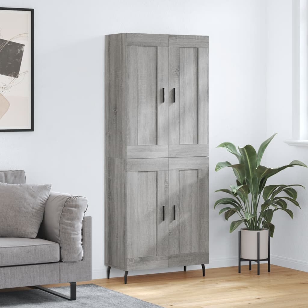 Hoge kast 69,5x34x180 cm bewerkt hout grijs sonoma eikenkleurig is nu te koop bij PeponiXL, paradijselijk wonen!