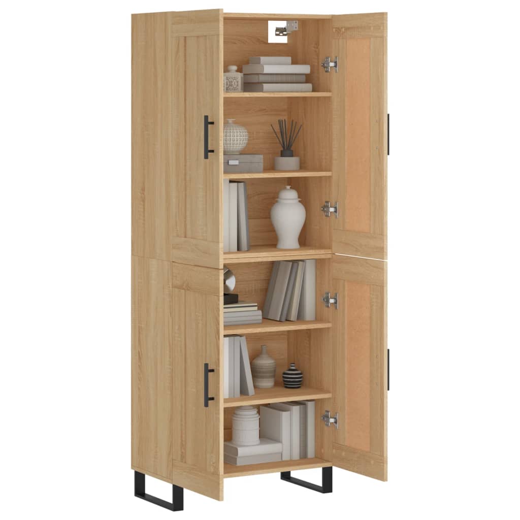 Hoge kast 69,5x34x180 cm bewerkt hout sonoma eikenkleurig is nu te koop bij PeponiXL, paradijselijk wonen!