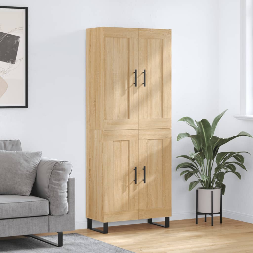 Hoge kast 69,5x34x180 cm bewerkt hout sonoma eikenkleurig is nu te koop bij PeponiXL, paradijselijk wonen!