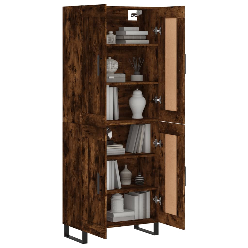 Hoge kast 69,5x34x180 cm bewerkt hout gerookt eikenkleurig is nu te koop bij PeponiXL, paradijselijk wonen!