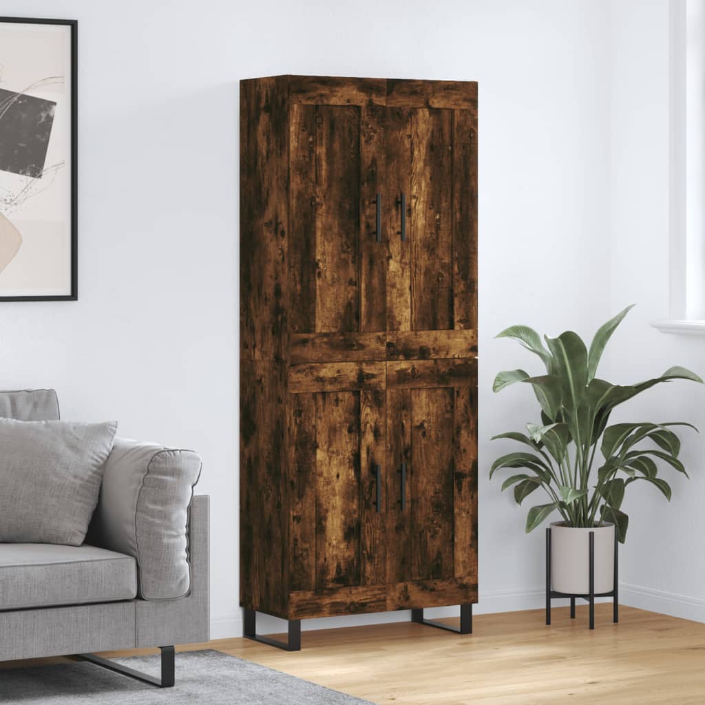 Hoge kast 69,5x34x180 cm bewerkt hout gerookt eikenkleurig is nu te koop bij PeponiXL, paradijselijk wonen!