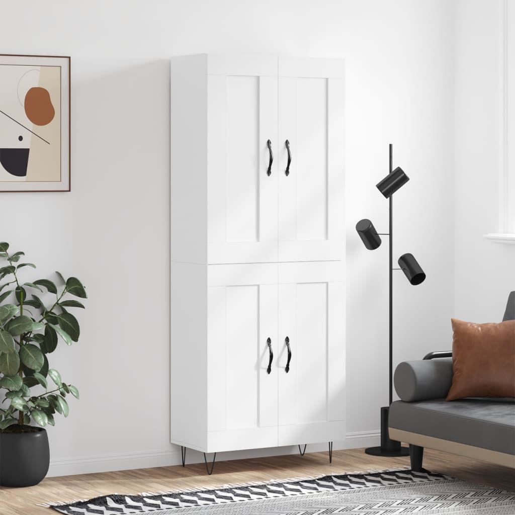 Hoge kast 69,5x34x180 cm bewerkt hout wit is nu te koop bij PeponiXL, paradijselijk wonen!