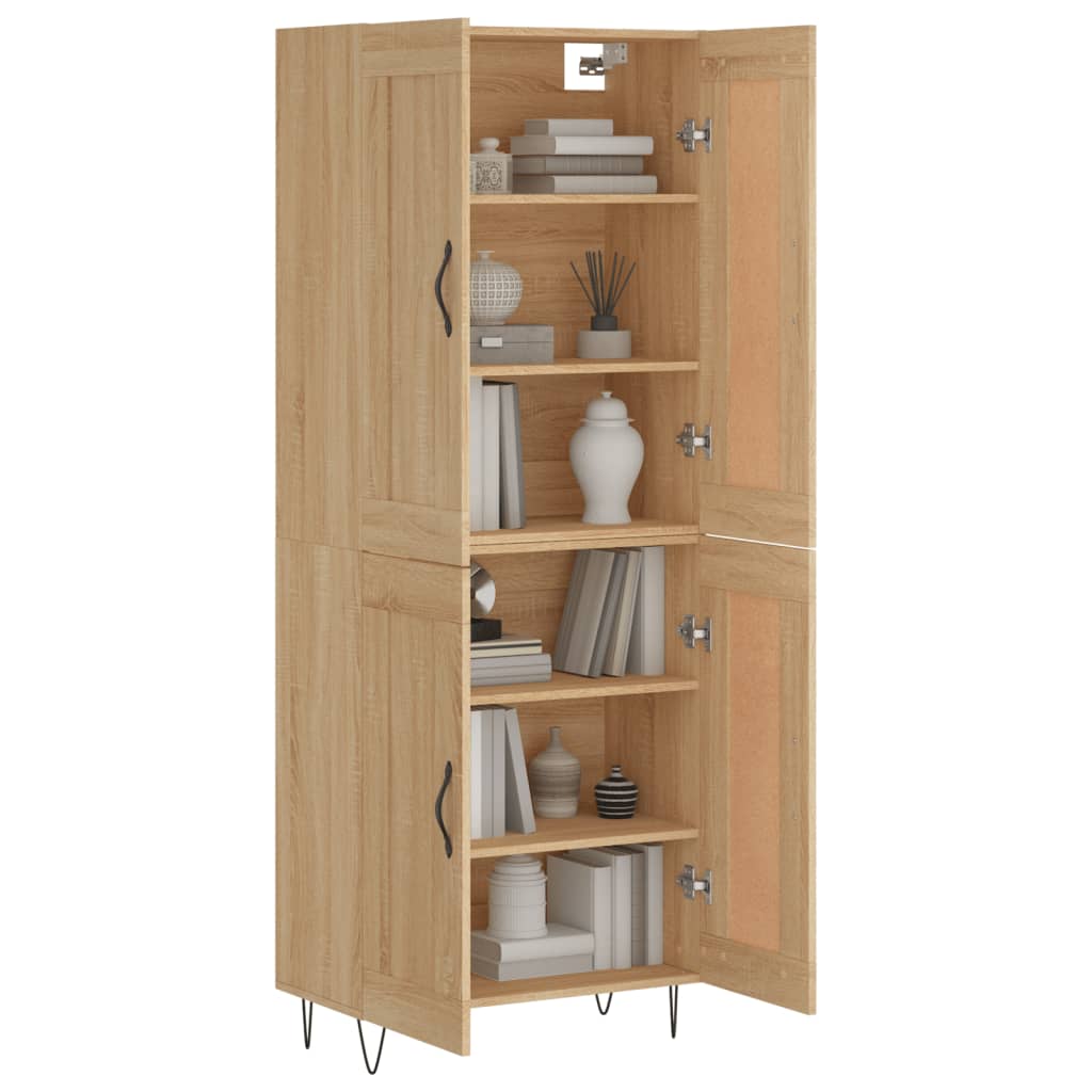 Hoge kast 69,5x34x180 cm bewerkt hout sonoma eikenkleurig is nu te koop bij PeponiXL, paradijselijk wonen!