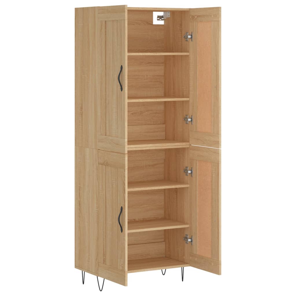 Hoge kast 69,5x34x180 cm bewerkt hout sonoma eikenkleurig is nu te koop bij PeponiXL, paradijselijk wonen!