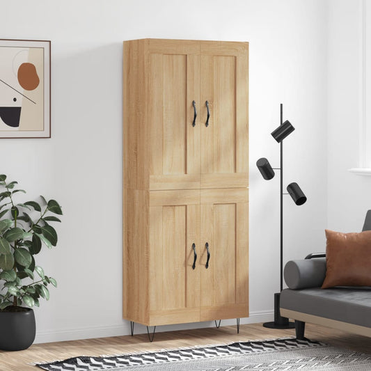 Hoge kast 69,5x34x180 cm bewerkt hout sonoma eikenkleurig is nu te koop bij PeponiXL, paradijselijk wonen!