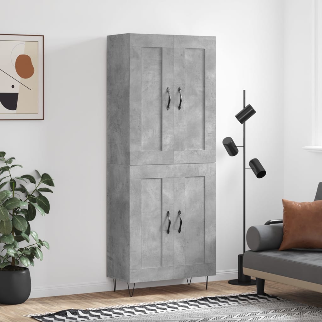 Hoge kast 69,5x34x180 cm bewerkt hout betongrijs is nu te koop bij PeponiXL, paradijselijk wonen!