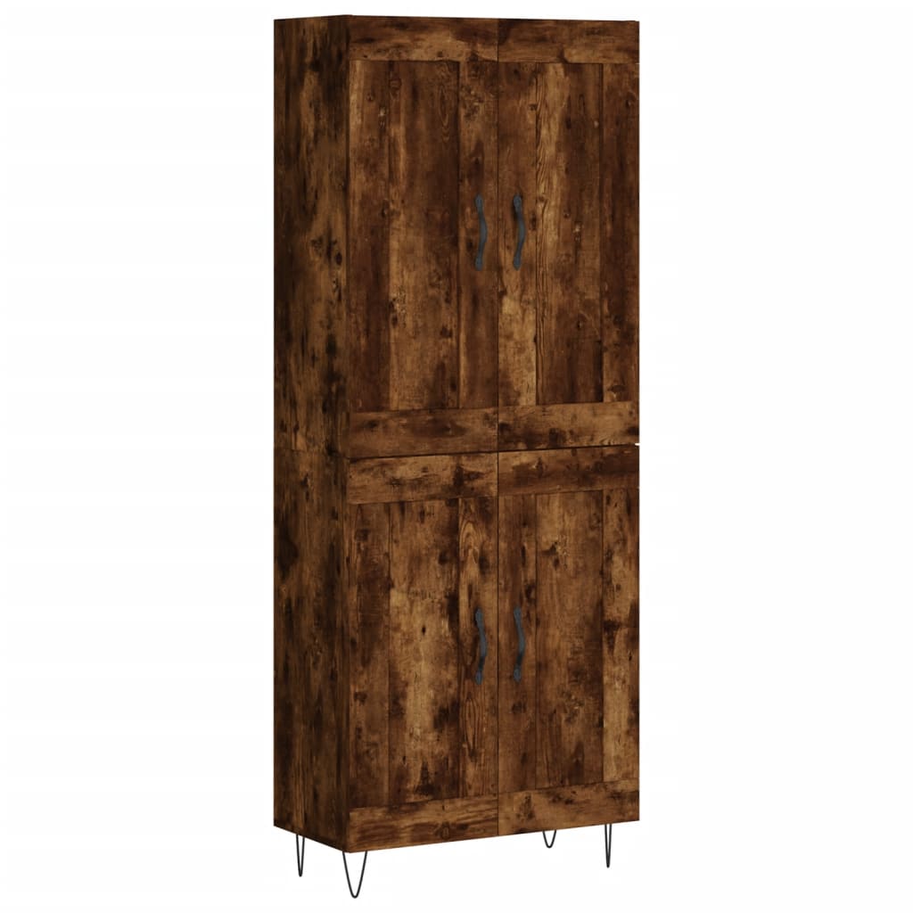 Hoge kast 69,5x34x180 cm bewerkt hout gerookt eikenkleurig is nu te koop bij PeponiXL, paradijselijk wonen!