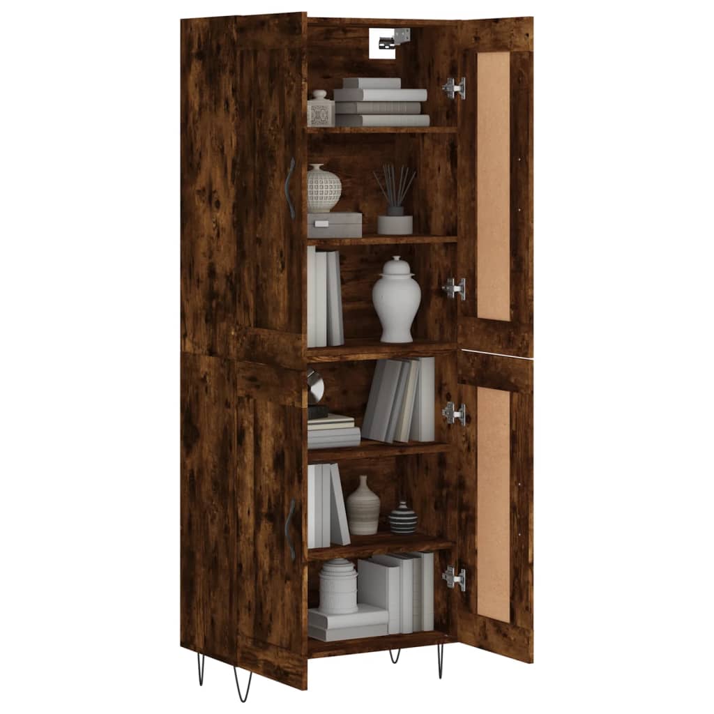 Hoge kast 69,5x34x180 cm bewerkt hout gerookt eikenkleurig is nu te koop bij PeponiXL, paradijselijk wonen!