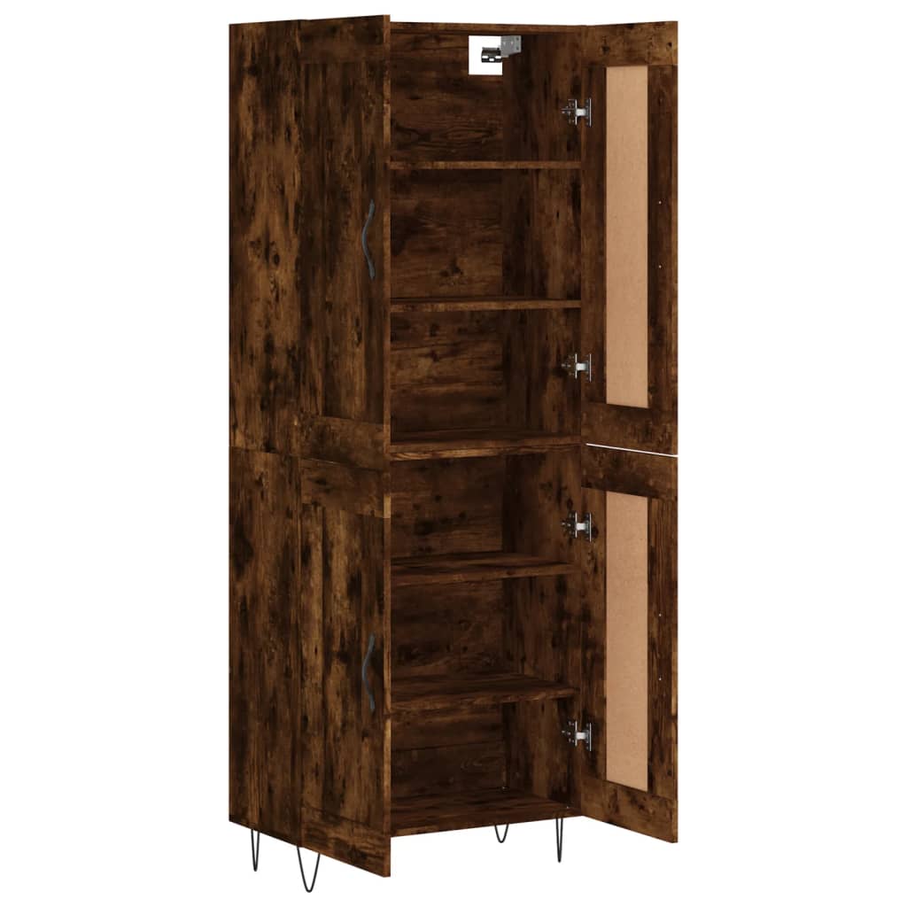 Hoge kast 69,5x34x180 cm bewerkt hout gerookt eikenkleurig is nu te koop bij PeponiXL, paradijselijk wonen!