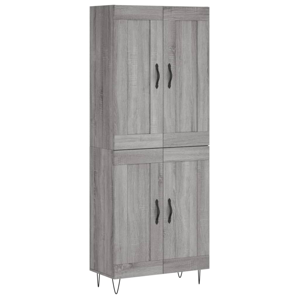 Hoge kast 69,5x34x180 cm bewerkt hout grijs sonoma eikenkleurig is nu te koop bij PeponiXL, paradijselijk wonen!