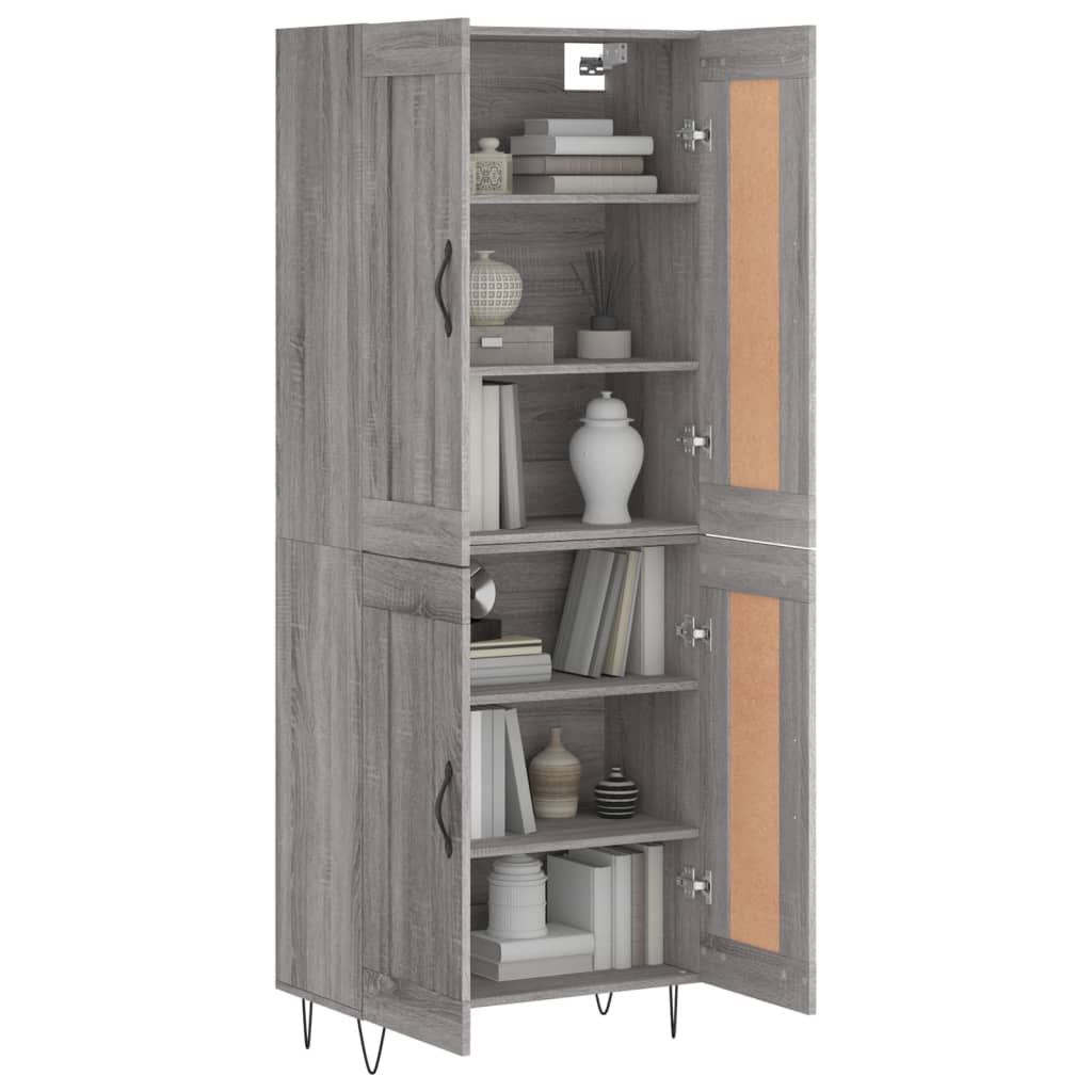 Hoge kast 69,5x34x180 cm bewerkt hout grijs sonoma eikenkleurig is nu te koop bij PeponiXL, paradijselijk wonen!