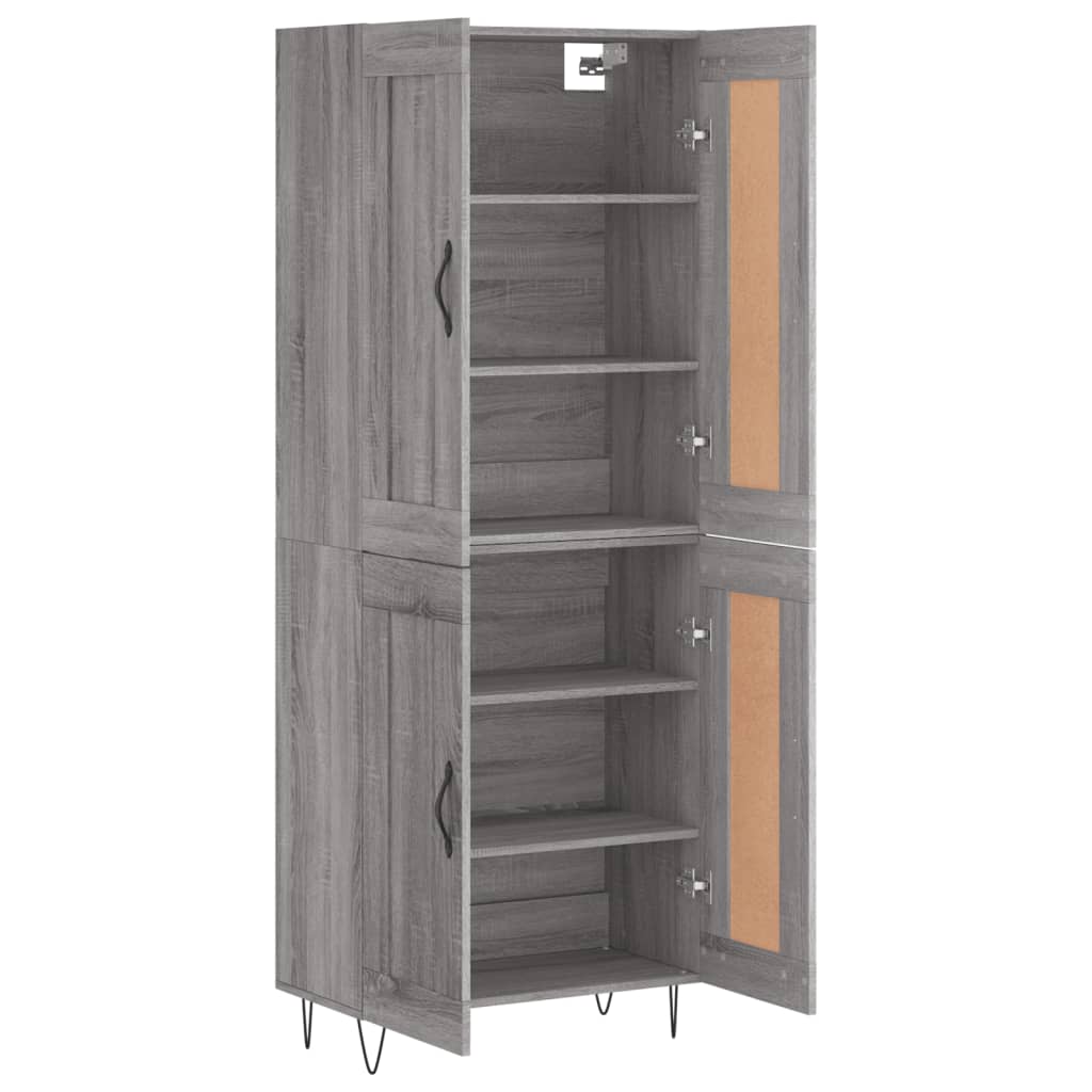 Hoge kast 69,5x34x180 cm bewerkt hout grijs sonoma eikenkleurig is nu te koop bij PeponiXL, paradijselijk wonen!