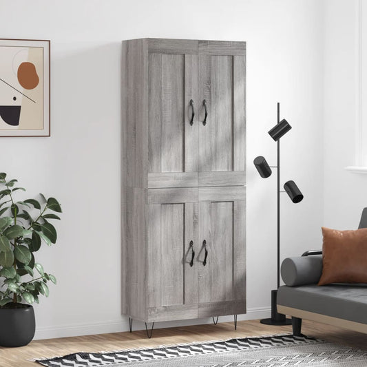 Hoge kast 69,5x34x180 cm bewerkt hout grijs sonoma eikenkleurig is nu te koop bij PeponiXL, paradijselijk wonen!