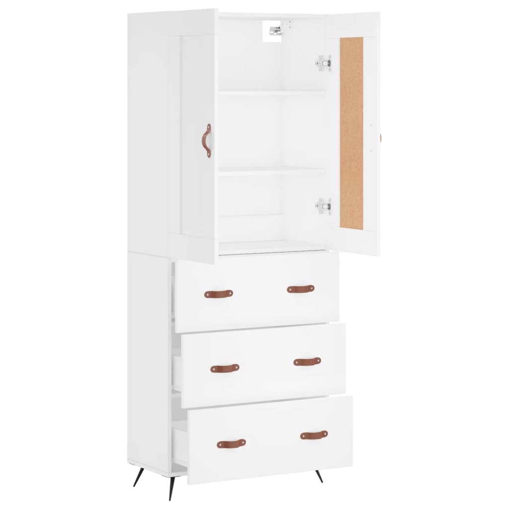 Hoge kast 69,5x34x180 cm bewerkt hout wit is nu te koop bij PeponiXL, paradijselijk wonen!