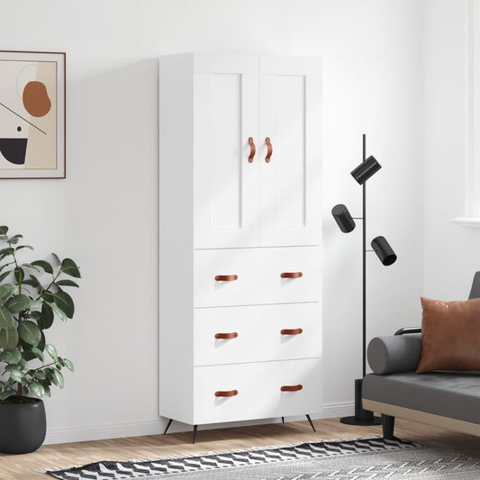 Hoge kast 69,5x34x180 cm bewerkt hout wit is nu te koop bij PeponiXL, paradijselijk wonen!
