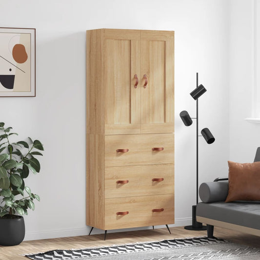 Hoge kast 69,5x34x180 cm bewerkt hout sonoma eikenkleurig is nu te koop bij PeponiXL, paradijselijk wonen!