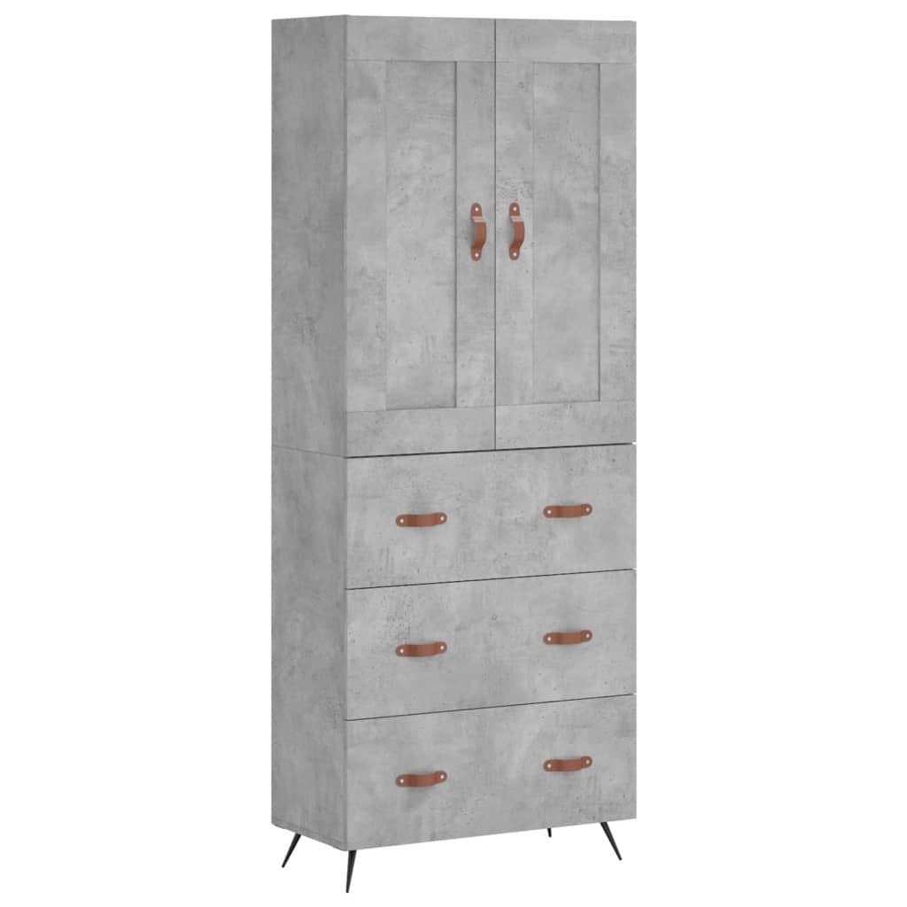 Hoge kast 69,5x34x180 cm bewerkt hout betongrijs is nu te koop bij PeponiXL, paradijselijk wonen!