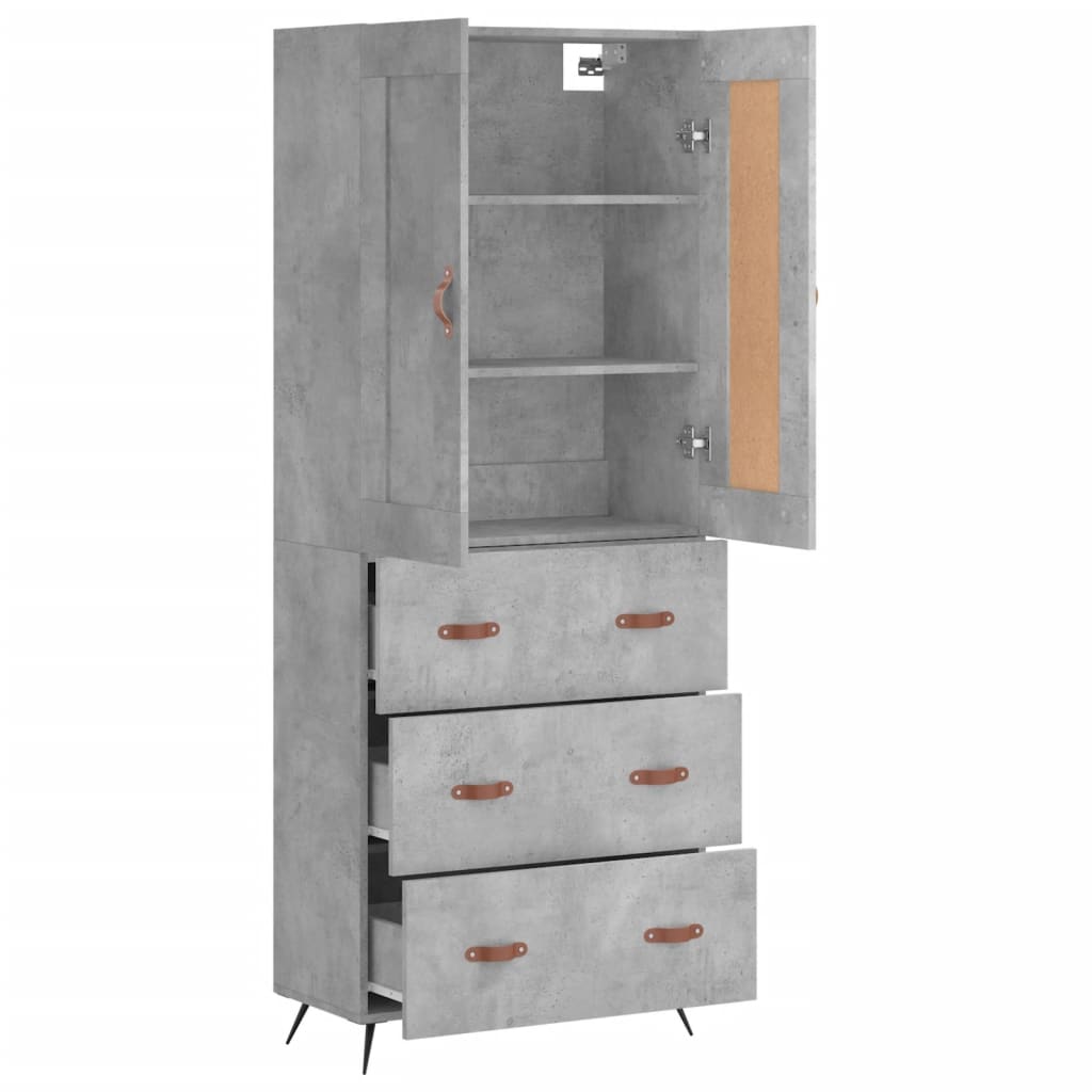 Hoge kast 69,5x34x180 cm bewerkt hout betongrijs is nu te koop bij PeponiXL, paradijselijk wonen!