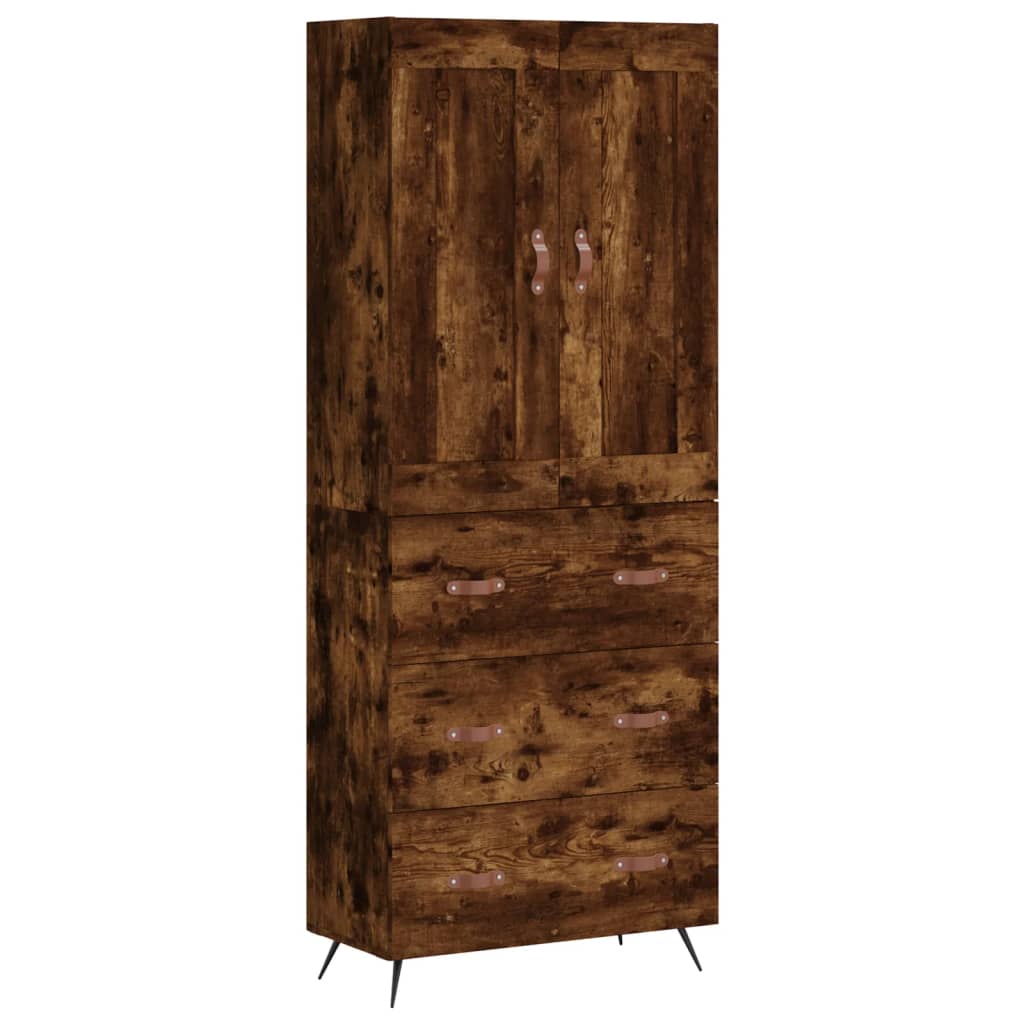 Hoge kast 69,5x34x180 cm bewerkt hout gerookt eikenkleurig is nu te koop bij PeponiXL, paradijselijk wonen!