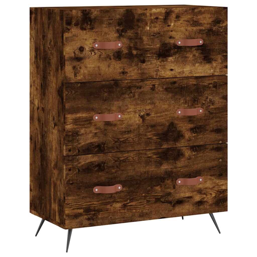 Hoge kast 69,5x34x180 cm bewerkt hout gerookt eikenkleurig is nu te koop bij PeponiXL, paradijselijk wonen!