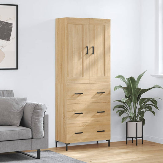 Hoge kast 69,5x34x180 cm bewerkt hout sonoma eikenkleurig is nu te koop bij PeponiXL, paradijselijk wonen!