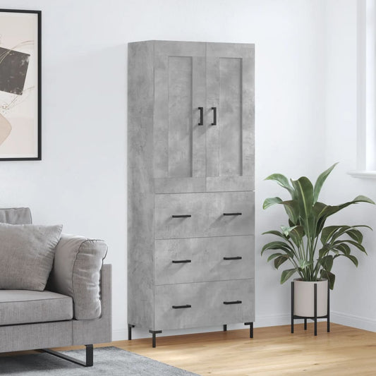 Hoge kast 69,5x34x180 cm bewerkt hout betongrijs is nu te koop bij PeponiXL, paradijselijk wonen!