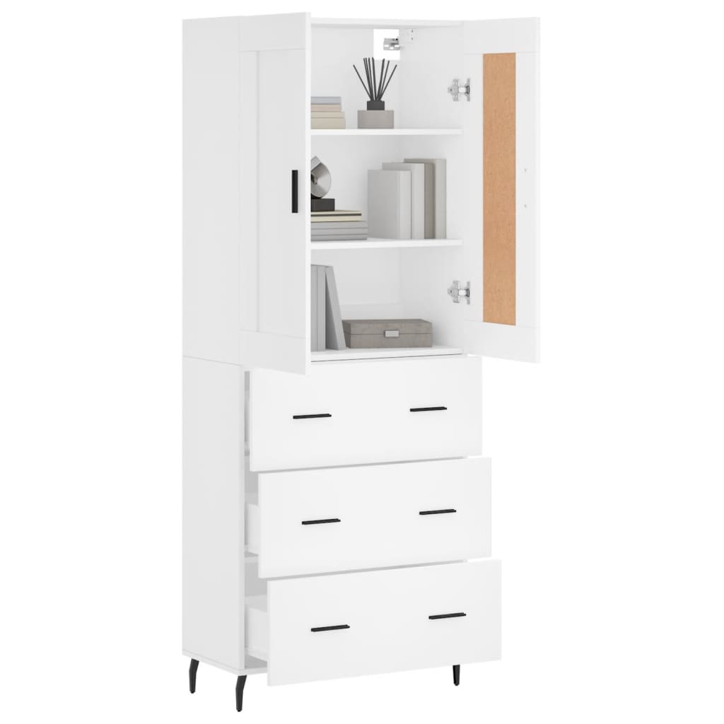 Hoge kast 69,5x34x180 cm bewerkt hout wit is nu te koop bij PeponiXL, paradijselijk wonen!