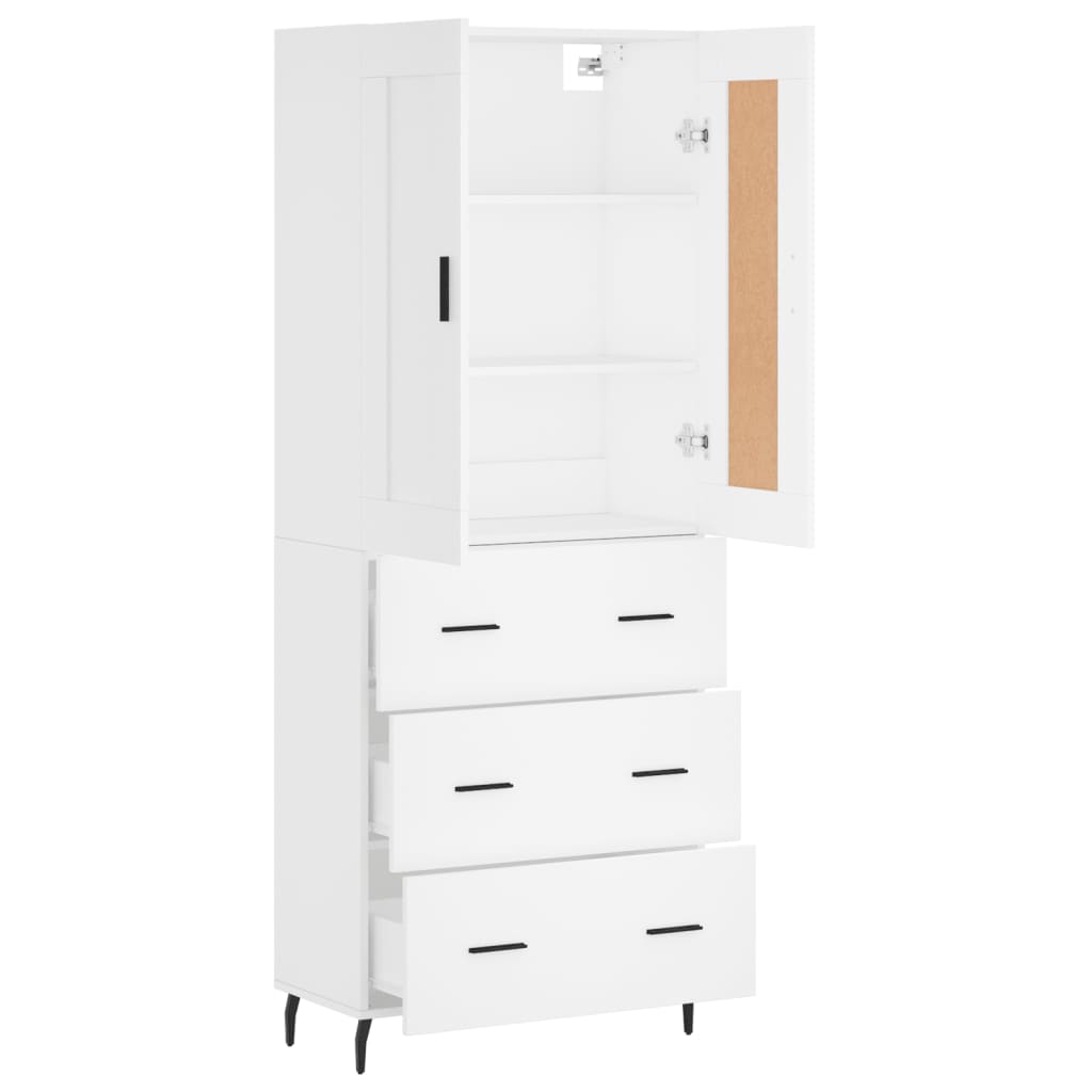 Hoge kast 69,5x34x180 cm bewerkt hout wit is nu te koop bij PeponiXL, paradijselijk wonen!