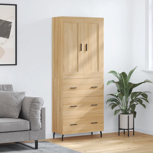Hoge kast 69,5x34x180 cm bewerkt hout sonoma eikenkleurig is nu te koop bij PeponiXL, paradijselijk wonen!