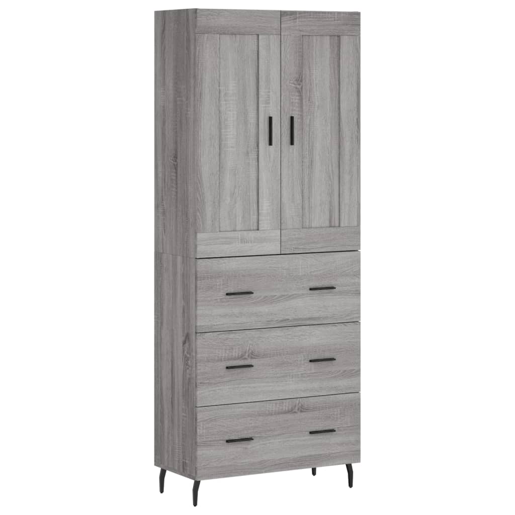 Hoge kast 69,5x34x180 cm bewerkt hout grijs sonoma eikenkleurig is nu te koop bij PeponiXL, paradijselijk wonen!