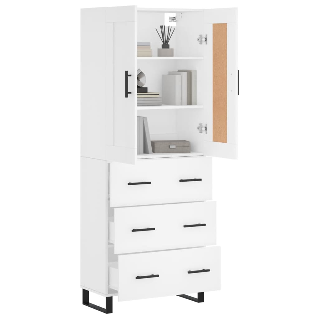 Hoge kast 69,5x34x180 cm bewerkt hout wit is nu te koop bij PeponiXL, paradijselijk wonen!
