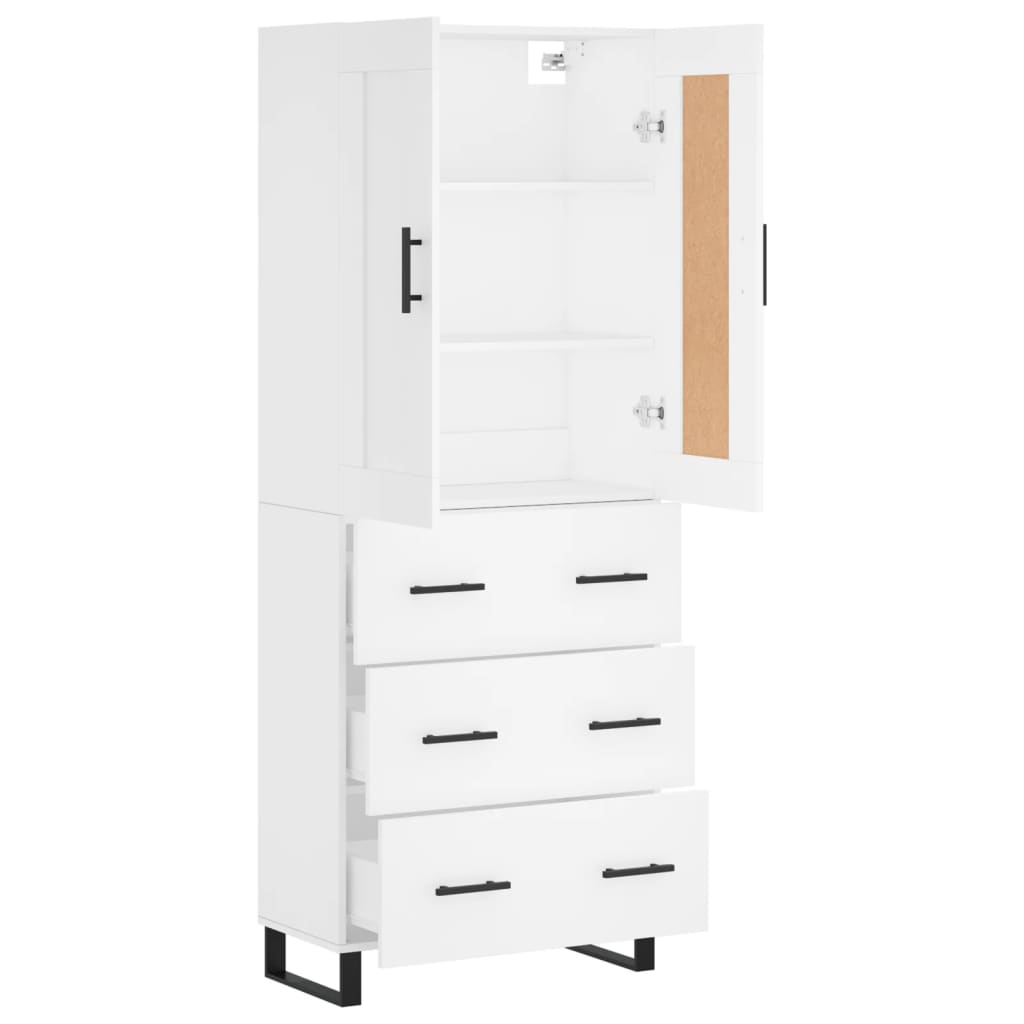 Hoge kast 69,5x34x180 cm bewerkt hout wit is nu te koop bij PeponiXL, paradijselijk wonen!