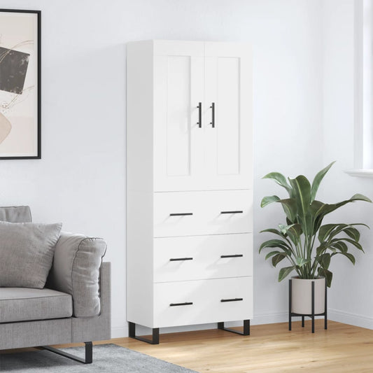 Hoge kast 69,5x34x180 cm bewerkt hout wit is nu te koop bij PeponiXL, paradijselijk wonen!