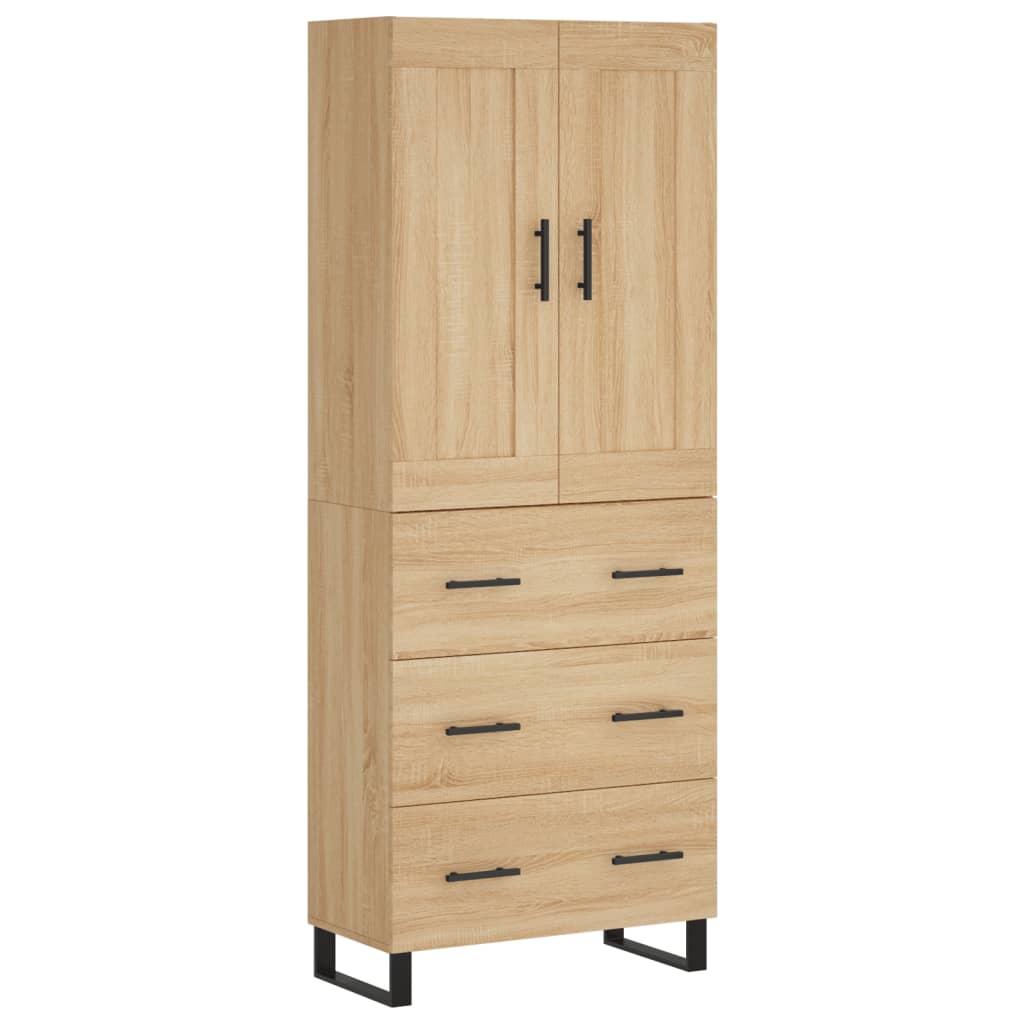 Hoge kast 69,5x34x180 cm bewerkt hout sonoma eikenkleurig is nu te koop bij PeponiXL, paradijselijk wonen!