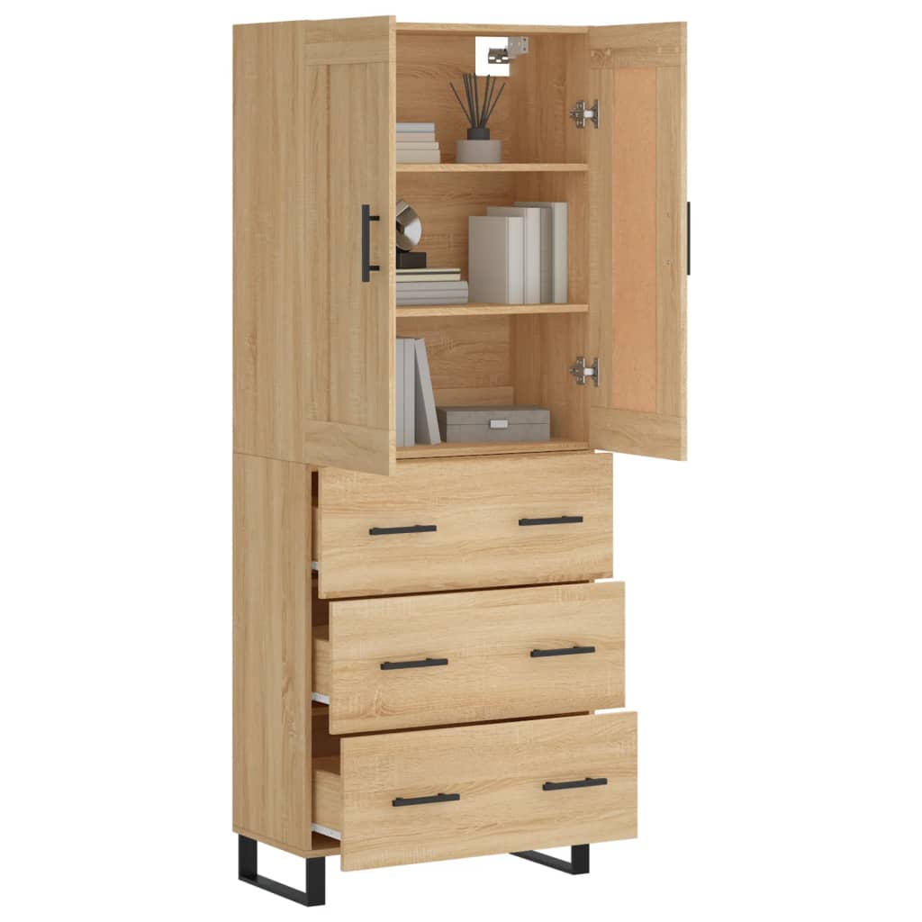Hoge kast 69,5x34x180 cm bewerkt hout sonoma eikenkleurig is nu te koop bij PeponiXL, paradijselijk wonen!