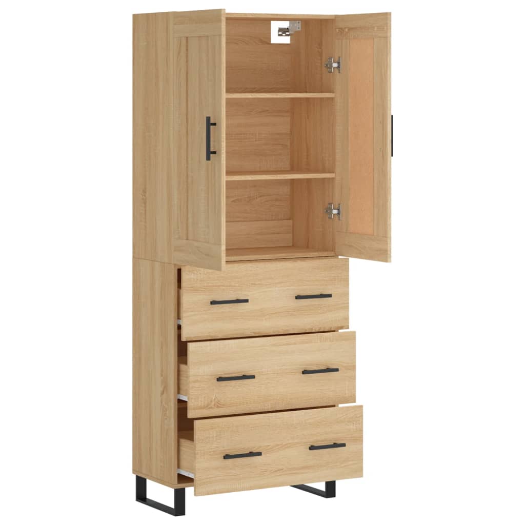 Hoge kast 69,5x34x180 cm bewerkt hout sonoma eikenkleurig is nu te koop bij PeponiXL, paradijselijk wonen!