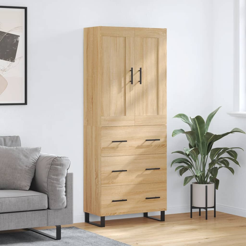 Hoge kast 69,5x34x180 cm bewerkt hout sonoma eikenkleurig is nu te koop bij PeponiXL, paradijselijk wonen!