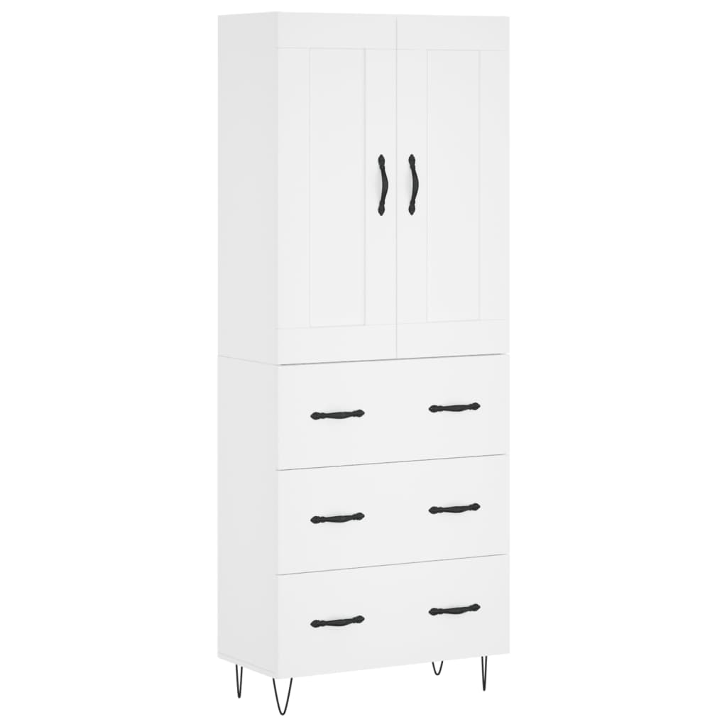 Hoge kast 69,5x34x180 cm bewerkt hout wit is nu te koop bij PeponiXL, paradijselijk wonen!