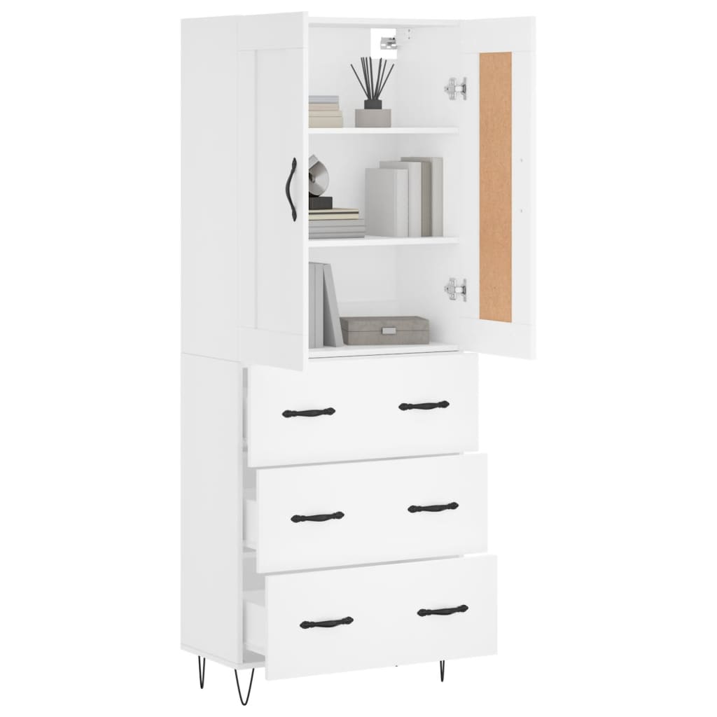 Hoge kast 69,5x34x180 cm bewerkt hout wit is nu te koop bij PeponiXL, paradijselijk wonen!