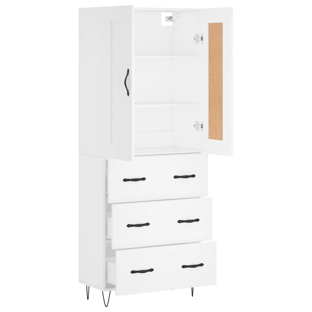 Hoge kast 69,5x34x180 cm bewerkt hout wit is nu te koop bij PeponiXL, paradijselijk wonen!